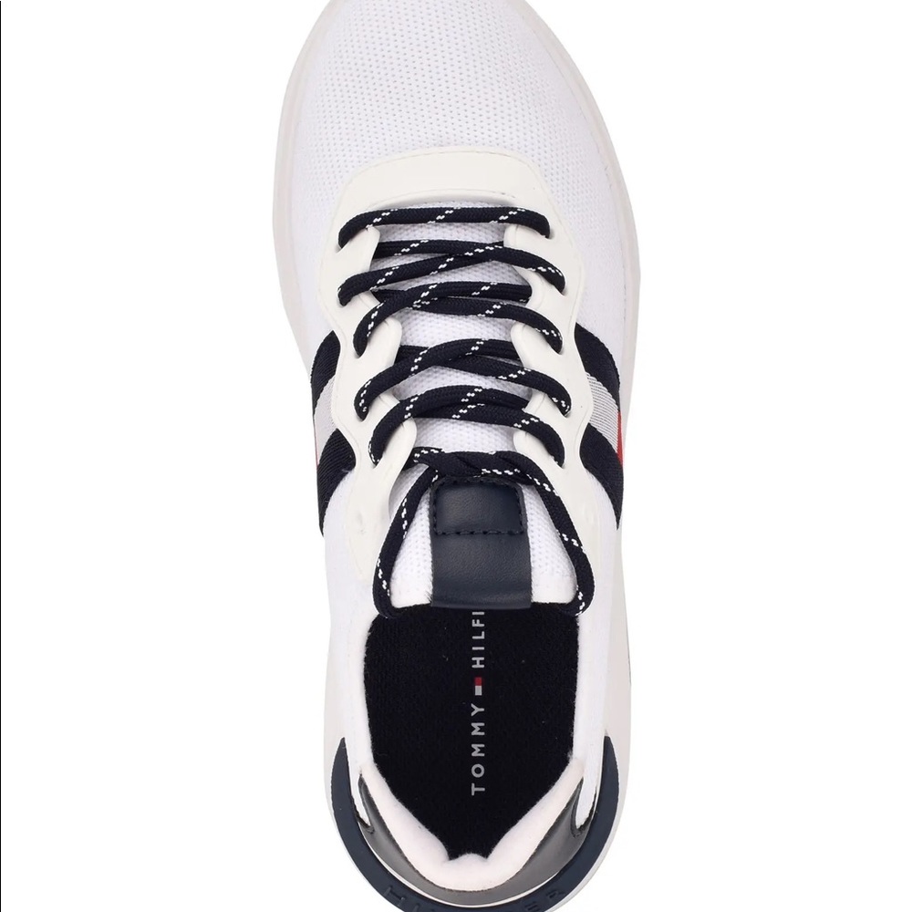 Tommy Hilfiger White Red Blue Flat Retro Fashion Sneakers - Picture 2 of 5